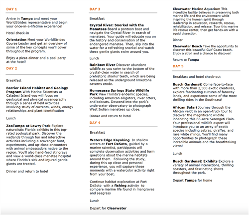 Itinerary